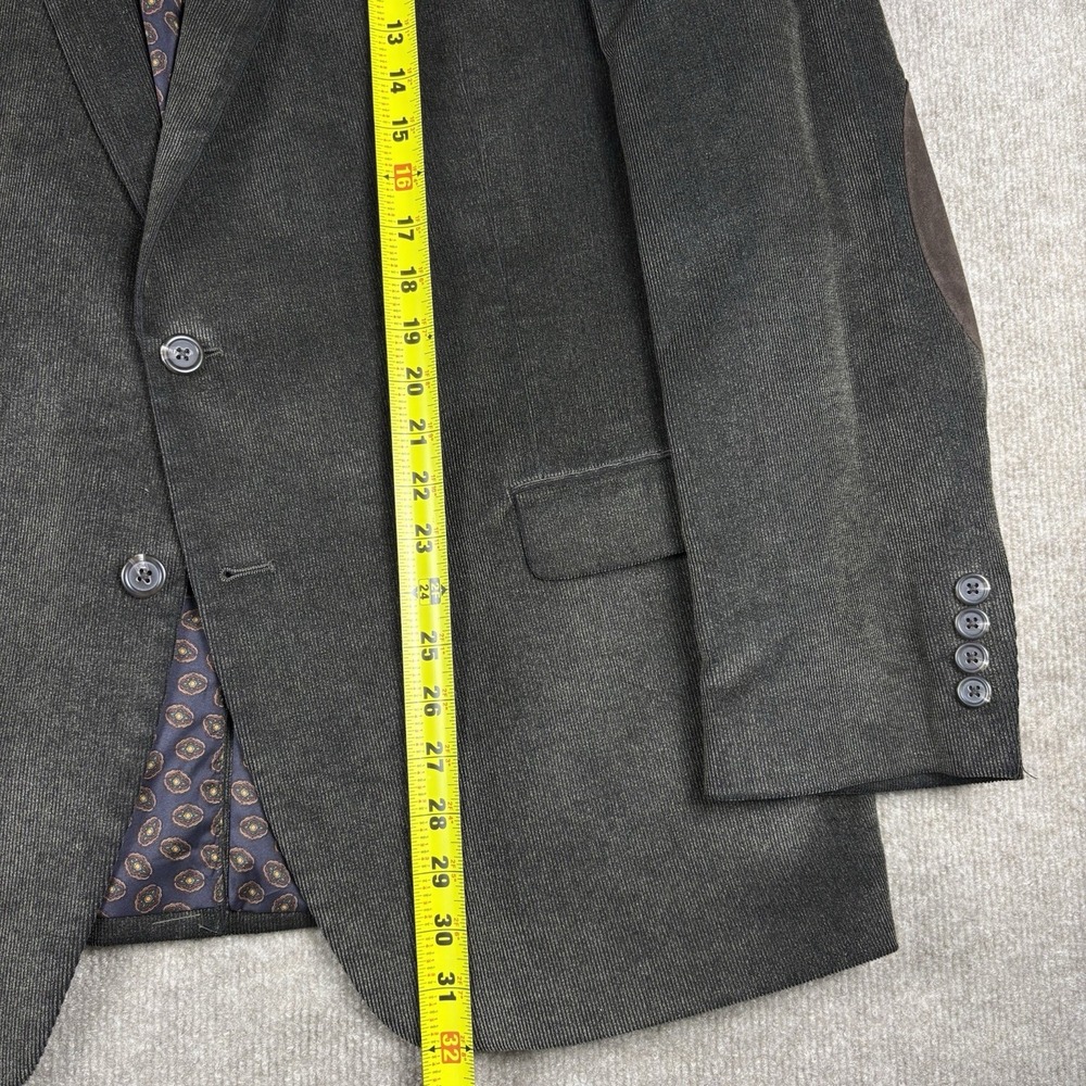 CHAPS Sport Coat Blazer Mens 48R Gray Elbow Patch Cotton Stretch - Picture 4 of 10